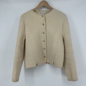 Vintage The Eagles Eye Boiled Wool Jacket Womens Size 14 Cream Ivory 80s 90s